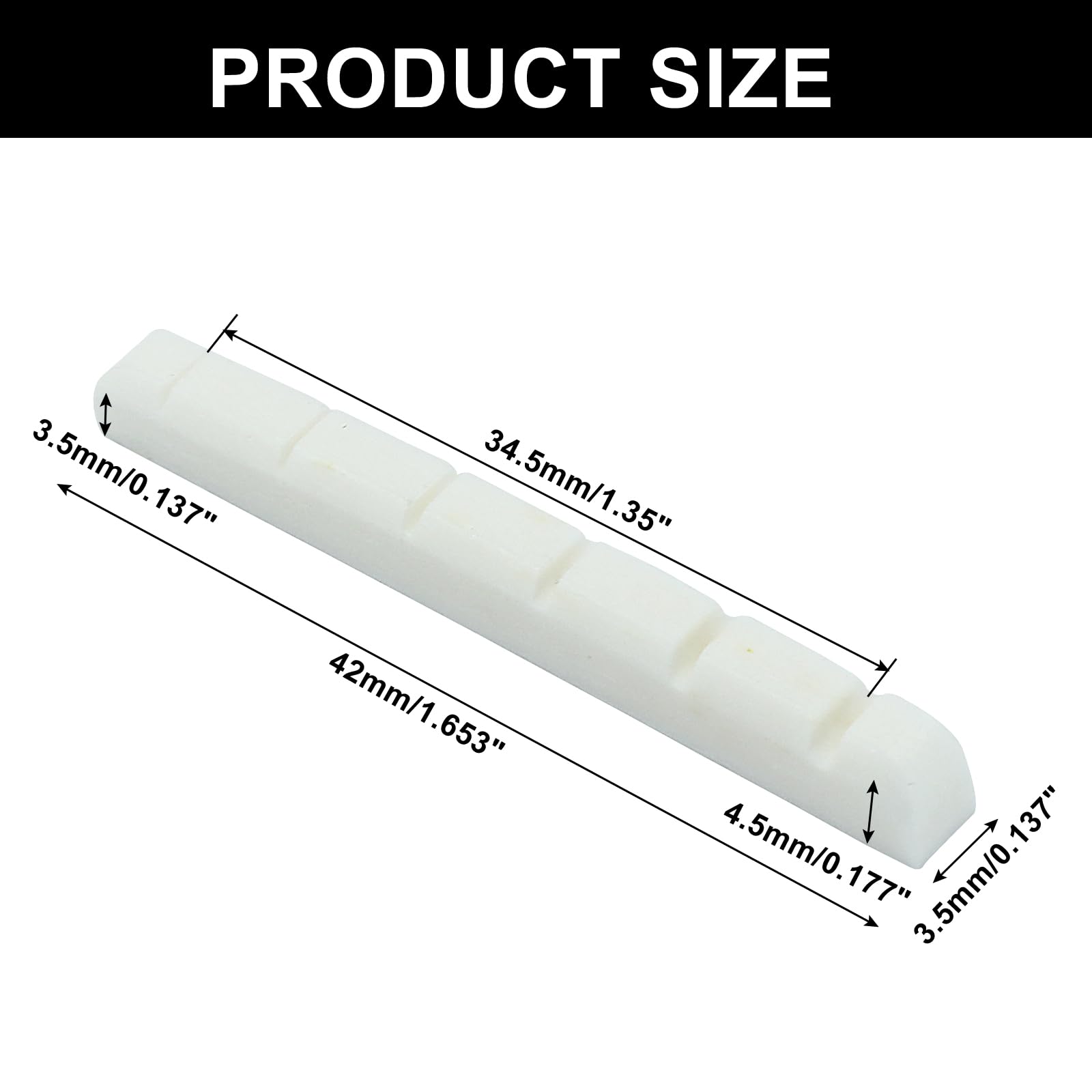 Muertenze 6 String Electric Guitar Bone Nut, 42mm Bone Slotted Electric Guitar Nut Flat Bottom for LP Style Electric Guitar Folk